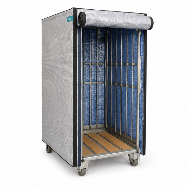 Husă termică reutilizabilă pentru container pe role 85 x 70 x 155 cm cu ușă rabatabilă