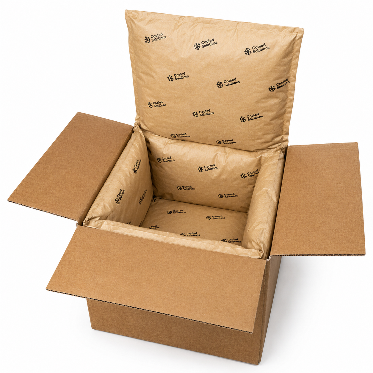 Isolatiedoos M 300 x 300 x 300 mm compleet met 2 Isoliners (insulated cardboard box) — Cooled Solutions